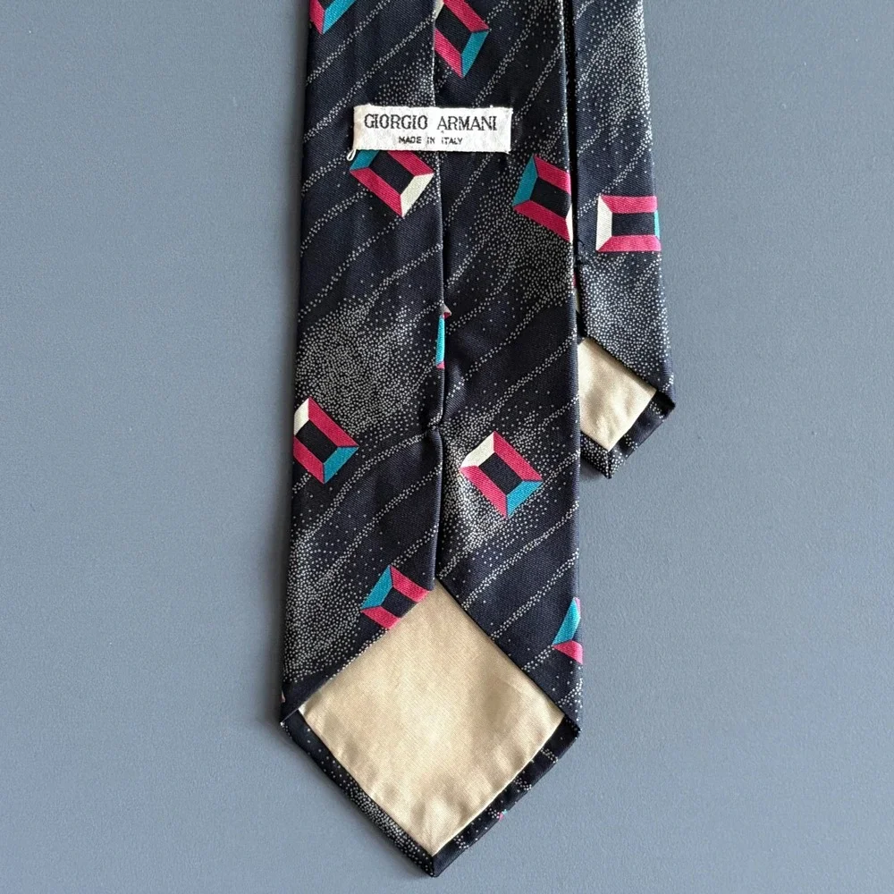 Vintage 1980s Giorgio Armani Geometric Silk Tie | 56
